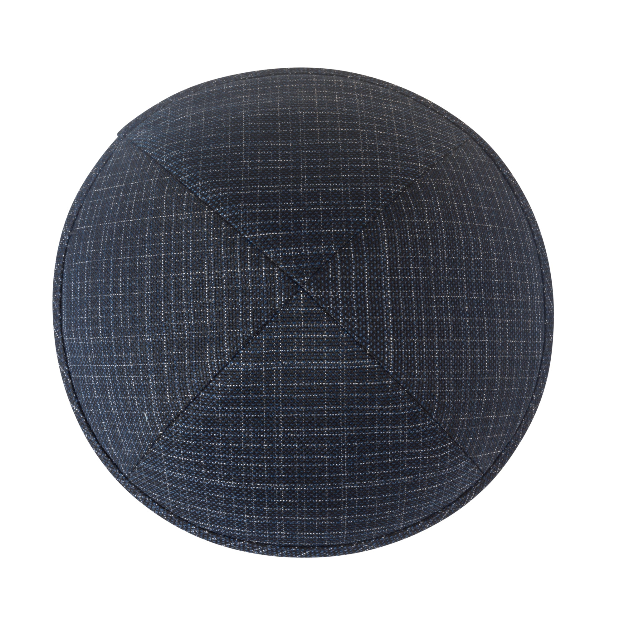 Navy Yarmulka Kippah - side view showing six-panel design