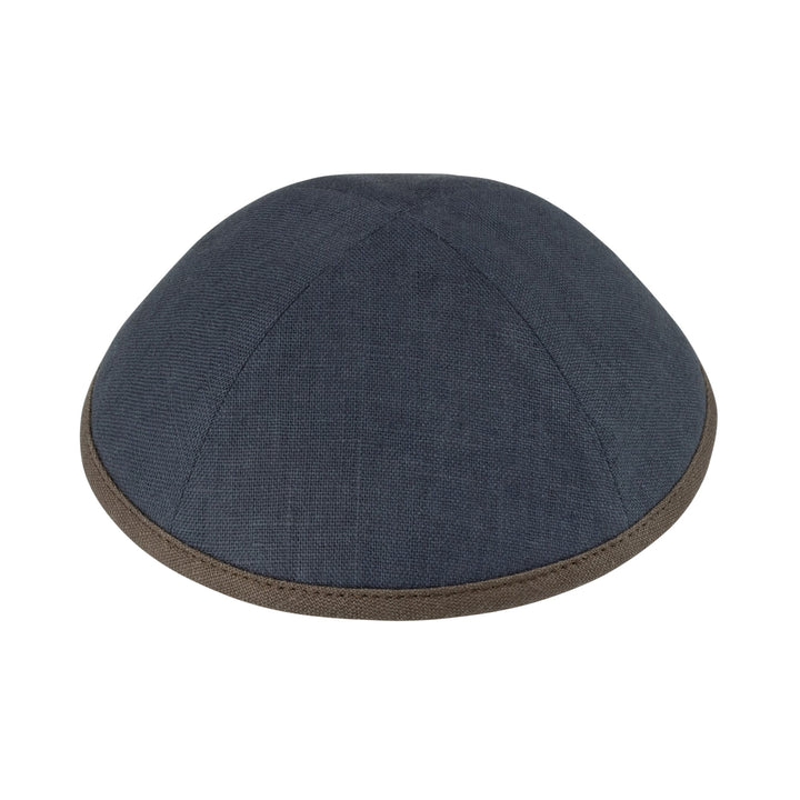Charcoal Linen Kippah – Brown Rim Yarmulke