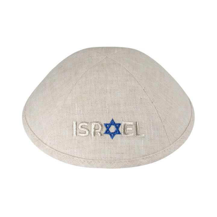 Israel Strong Kippah – Tan Linen Yarmulke