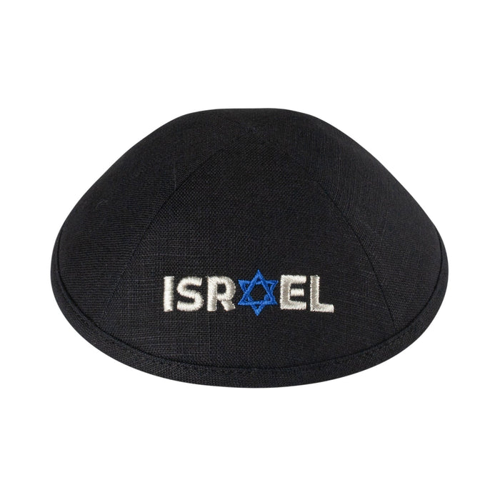 Black Linen Kippah for Upsherin - iKippah by Judaica Square