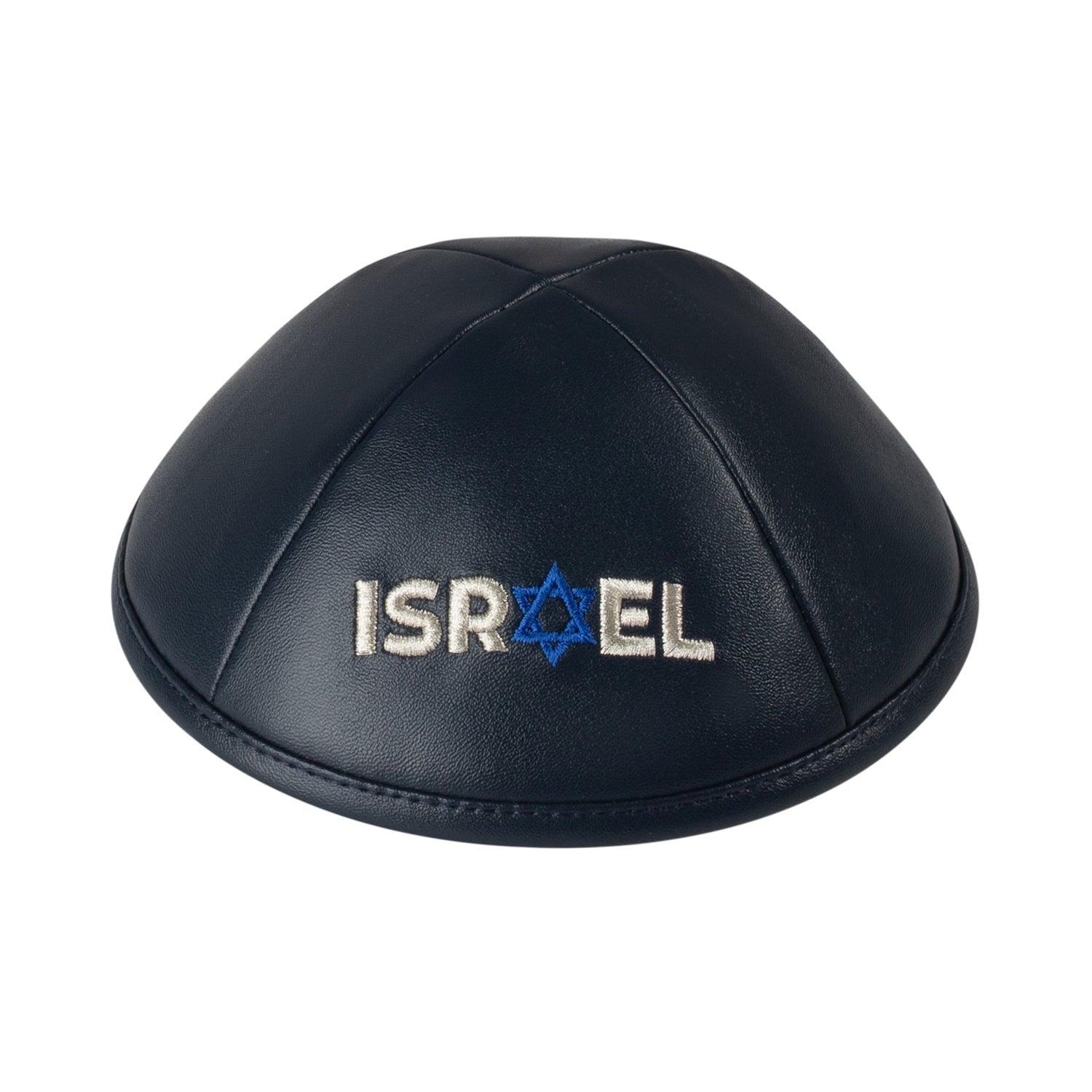 Navy Leather Kippah for Upsherin - iKippah by Judaica Square