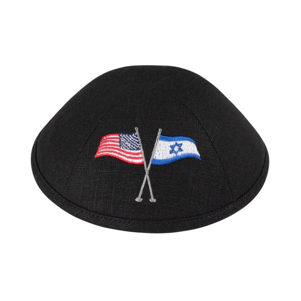 Black Linen Kippah for Upsherin - iKippah by Judaica Square