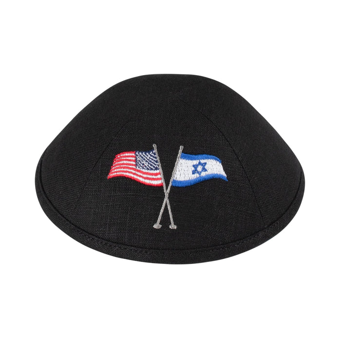 Black Linen Kippah for Upsherin - iKippah by Judaica Square