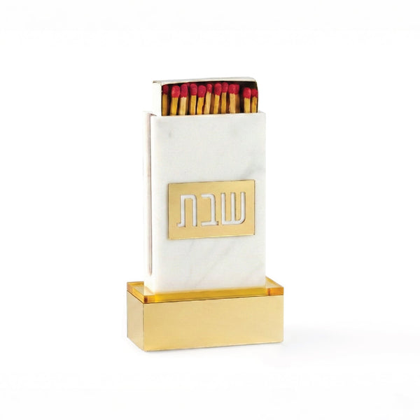 Shabbos Matchbox Holder with Gold Base — lucite Judaica decor | Judaica Square Lakewood
