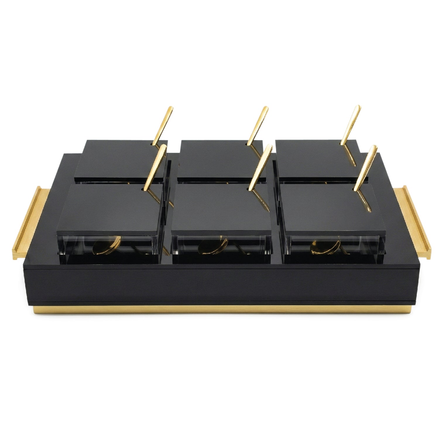6 Dip Bowl Set — Black — Gold — lucite Judaica decor | Judaica Square Lakewood