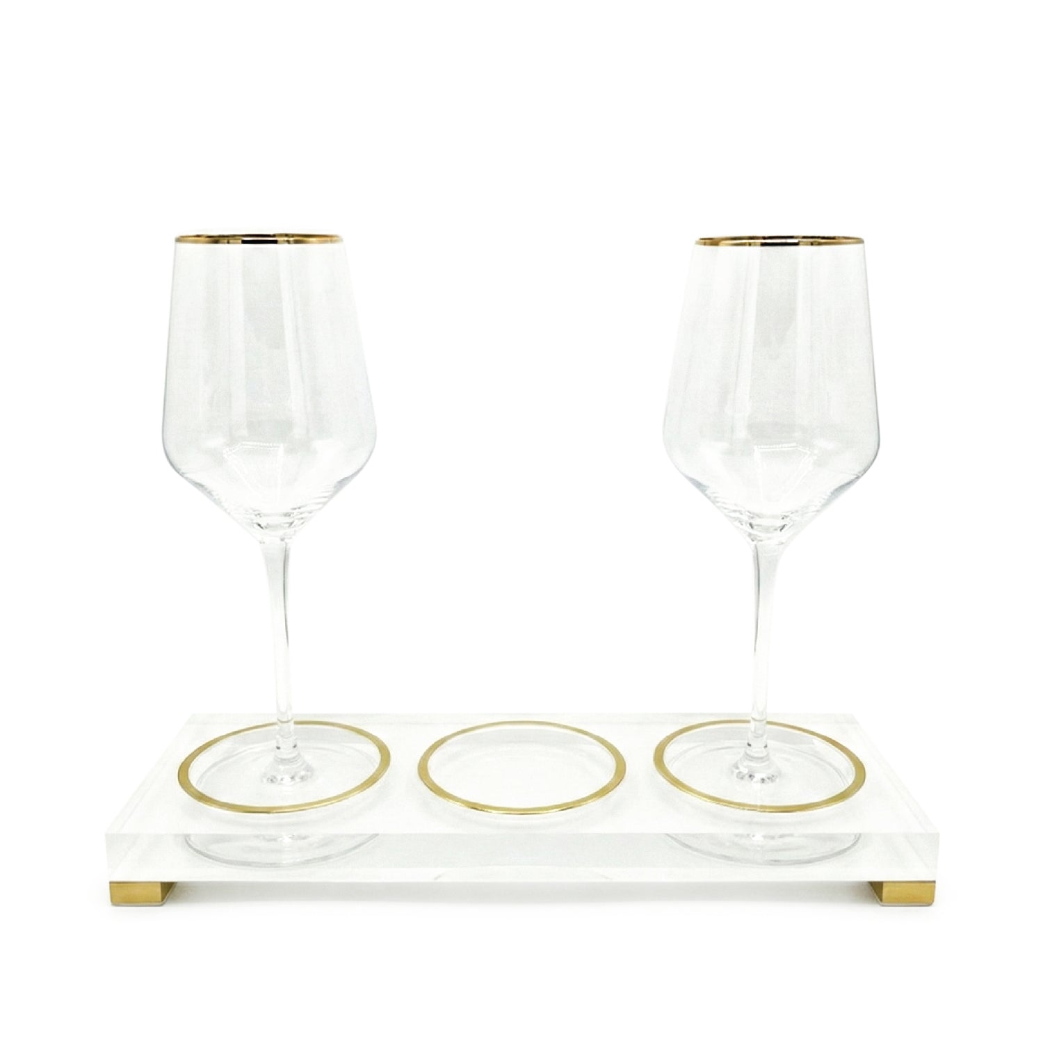 Wine Bottle Display with Glasses — lucite Judaica decor | Judaica Square Lakewood