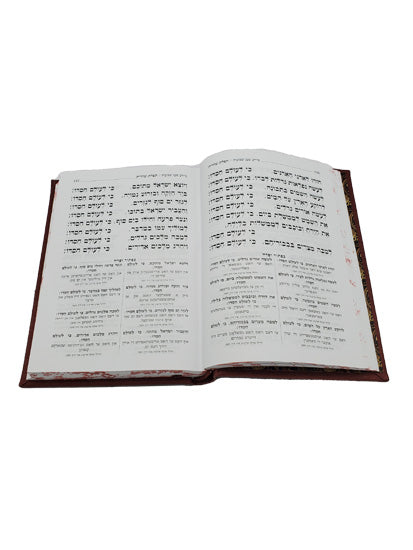 Open pages of the Machzor Lehavanah medium Sefard set, bronze, showing the Hebrew text layout