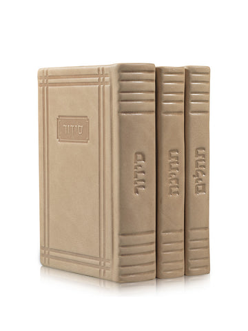 Front cover of the Lehavanah three-volume set, suave leather