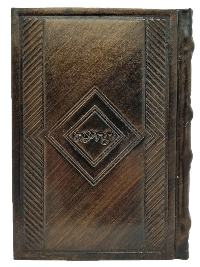 Front cover of the medium Techinos, brocade leather cover in Classic Bronze Bonded