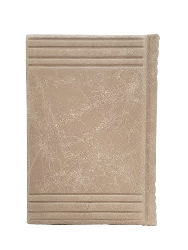 Cover and spine of the medium Lehavanah Techinos, antique leather in Antique Lines Cristallo Taupe