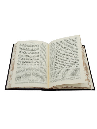 Open pages of the medium Slavita chumash, 5.5 x 7.75, showing the Hebrew text layout