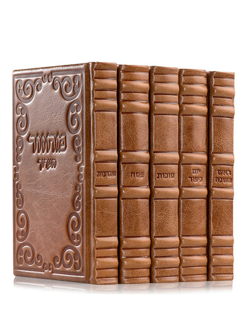 Front cover of the Machzor Haarich large 5-volume set, camel