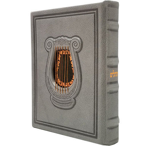 Cover and spine of the large album Tehillim, gray 3D harp cover