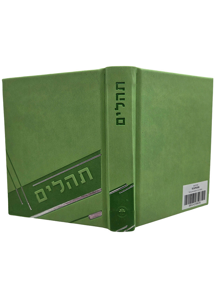 Cover and spine of the small album Tehillim, lime green leatherette
