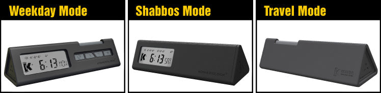 KosherClock V3 weekday, Shabbos and travel modes