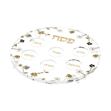 Ornate Garden Seder Plate — Pesach — Dimensions: 13.75" x 13.75"