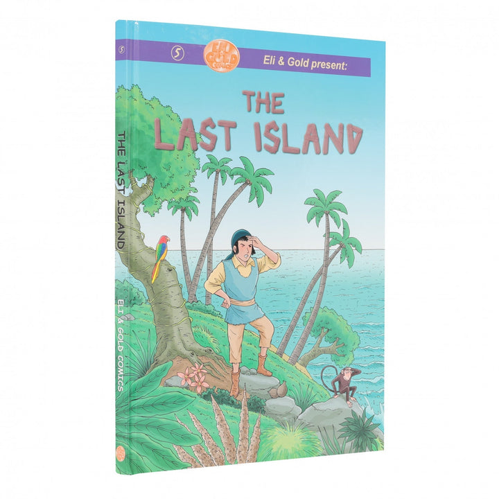 Front cover of The Last Island, Eli & Gold Comics No. 5, a castaway scanning the sea from an island