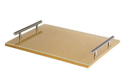 Challah Board: Lucite With Handles - Gold