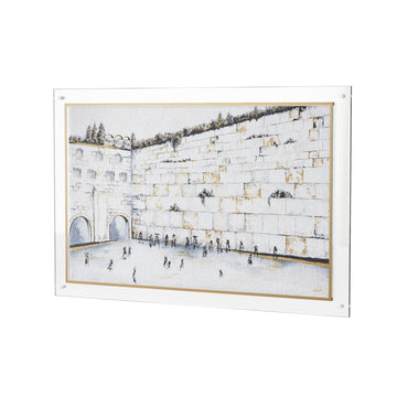 Leatherite Kosel Painting - Gold Tranquility — Jerusalem Wall Art — Medium: 18" x 25"
