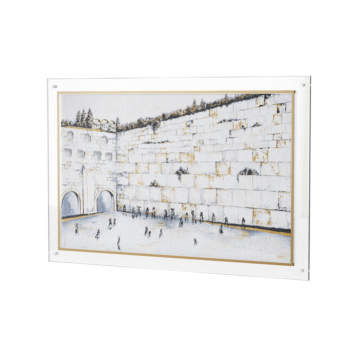 Leatherite Kosel Painting - Gold Tranquility — Jerusalem Wall Art | Judaica Square Lakewood