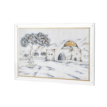 Leatherite Kever Rochel Painting - Gold Tranquillity — Jerusalem Wall Art — Medium: 18" x 25"