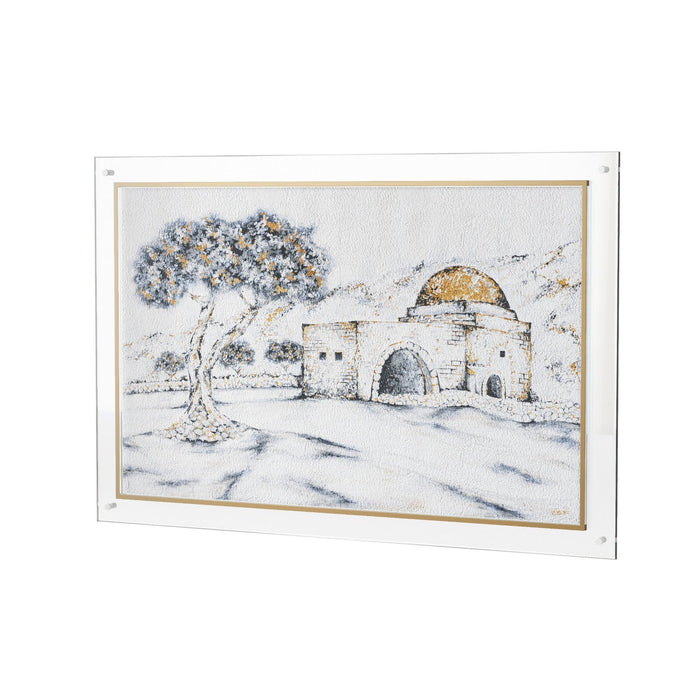 Leatherite Kever Rochel Painting - Gold Tranquillity — Jerusalem Wall Art | Judaica Square Lakewood