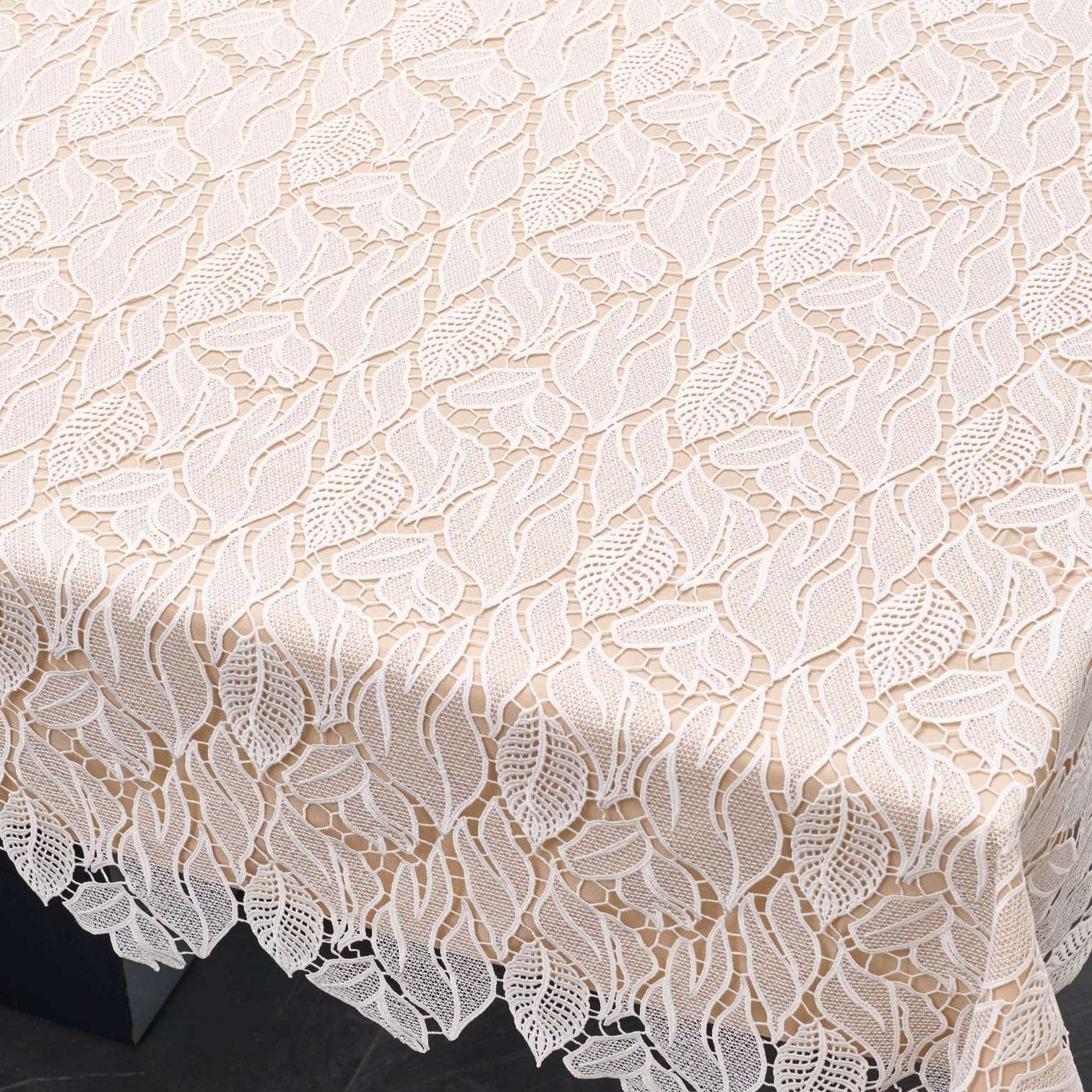 Leaf Lace Tablecloth — Silver Tablecloth | Judaica Square Lakewood