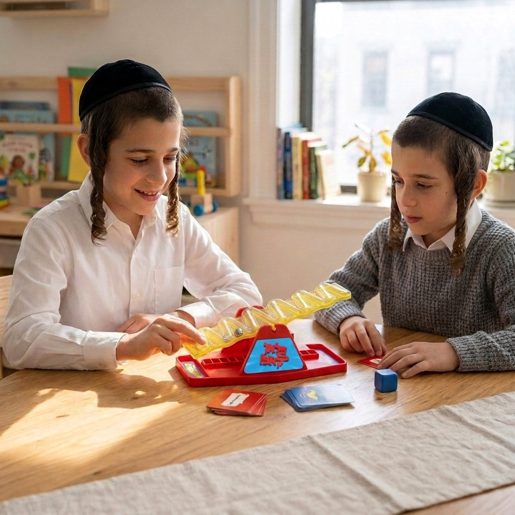 Flach Mit Kup - Mitzvah Family Yiddish Word Game with Seesaw Timer — product view, view 2 | Judaica Square Lakewood