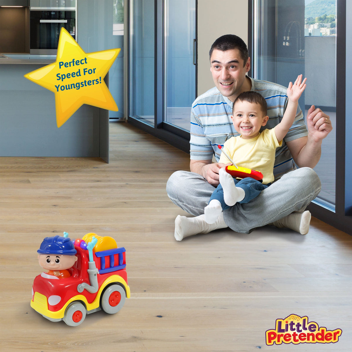 Little Pretender My First RC Fire Truck - Toddler Remote Control Toy — my-first lights, view 3 | Judaica Square Lakewood