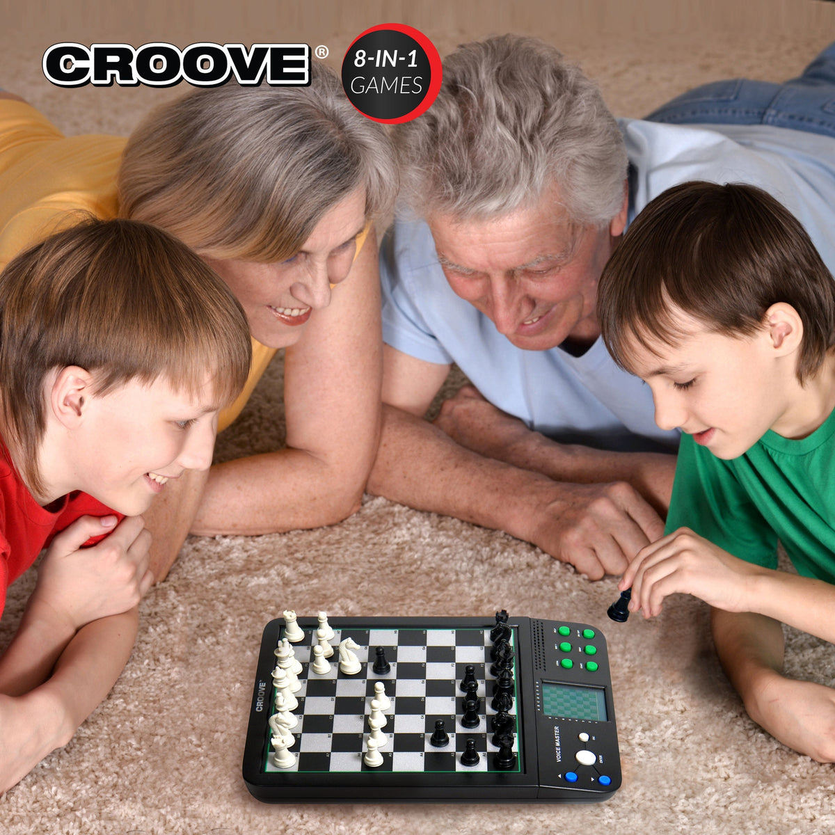 Croove Electronic Magnetic Chess & Checkers Set 10" - 8-in-1 Games — product view, view 5 | Judaica Square Lakewood