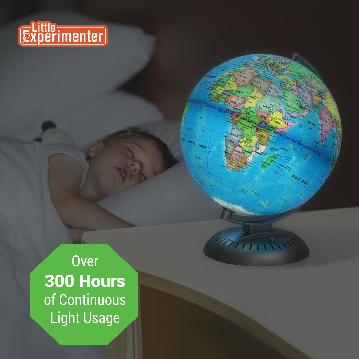 Little Experimenter Illuminated World Globe for Kids with LED Stand — product view, view 2 | Judaica Square Lakewood
