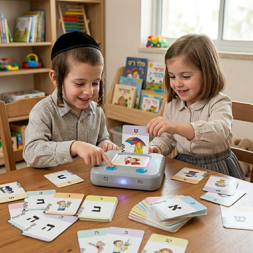 Electronic Alef Beis Flash Cards - Mitzvah Family Talking Hebrew Toy — product view, view 2 | Judaica Square Lakewood