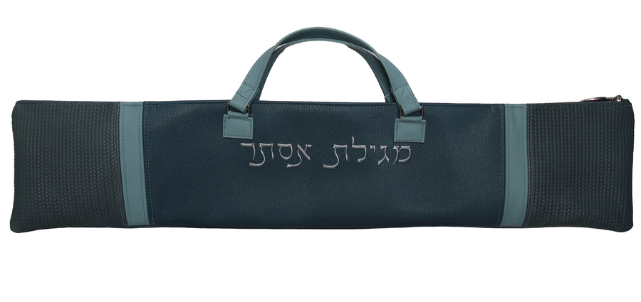 Personalization preview — Exclusive Leather Megillah Bag — Slate Weave