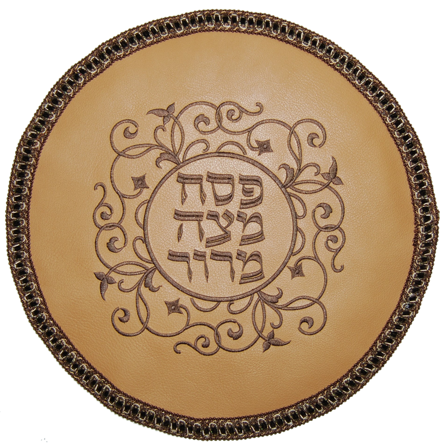 Personalization preview — Classic Leather Matzah Cover — Lefferts Light