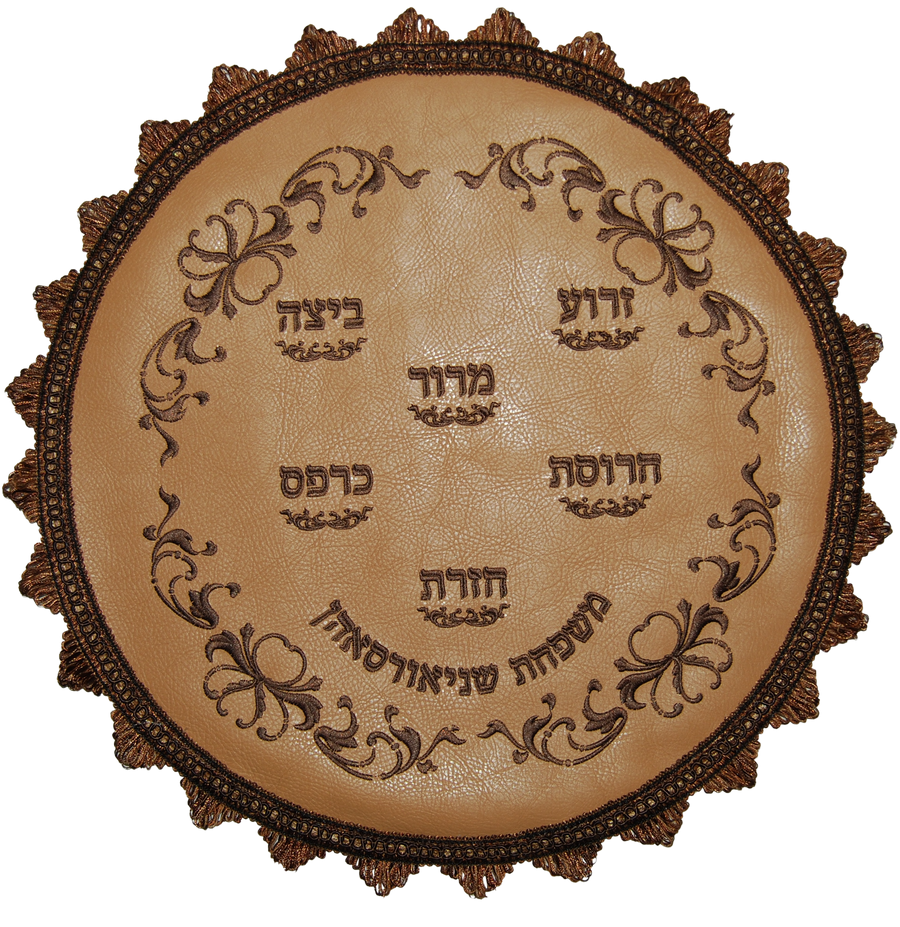 Personalization preview — Supreme Leather Matzah Cover — Lefferts Light
