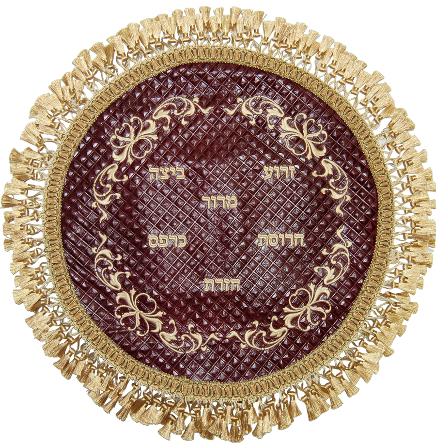 Personalization preview — Supreme Leather Matzah Cover — Burgundy Diamante