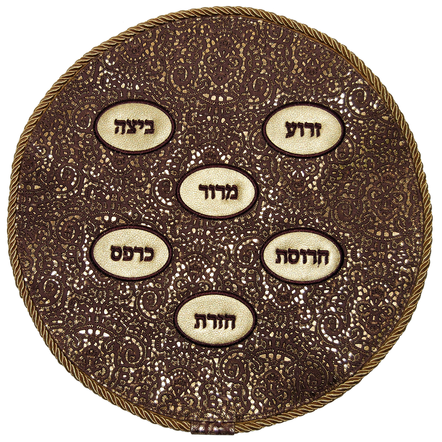 Personalization preview — Leather Matzah Cover — Geometric Design, Premier Collection