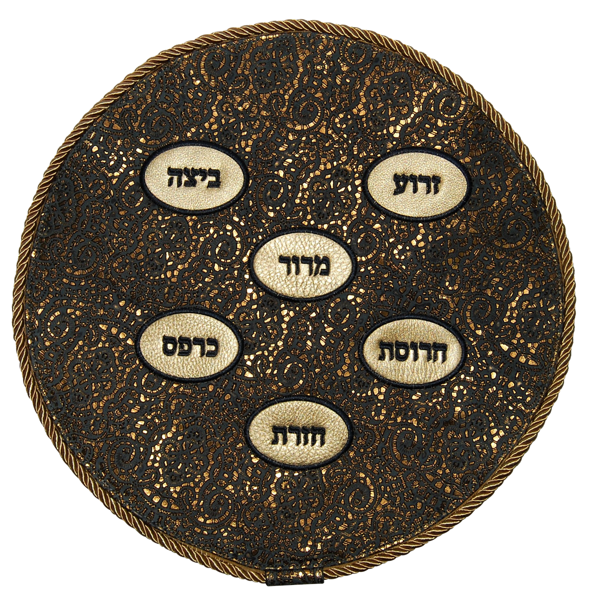 Prestige Leather Matzah Cover — Geometric Design, Premier Collection (MA140F-BK)
