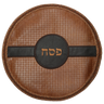Prestige Custom Leather Matzah Cover — Crown Design (MA160-TN)