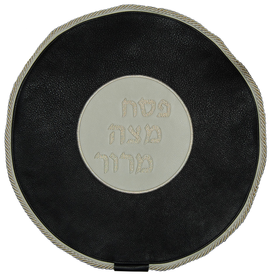 Personalization preview — Contemporary Leather Matzah Cover — Charcoal White