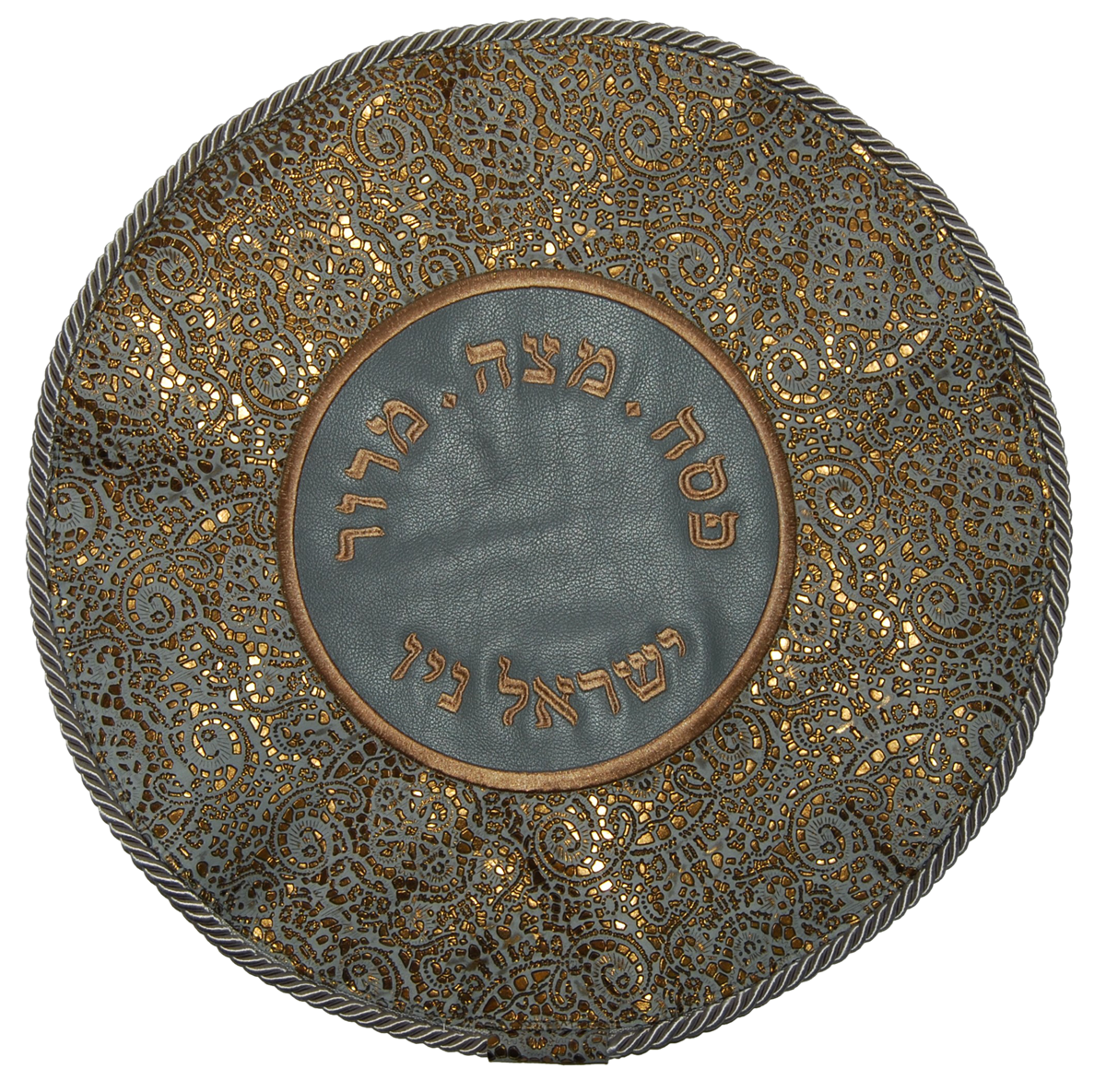 Prestige Leather Matzah Cover — Geometric Design, Premier Collection (MA240F-LG)