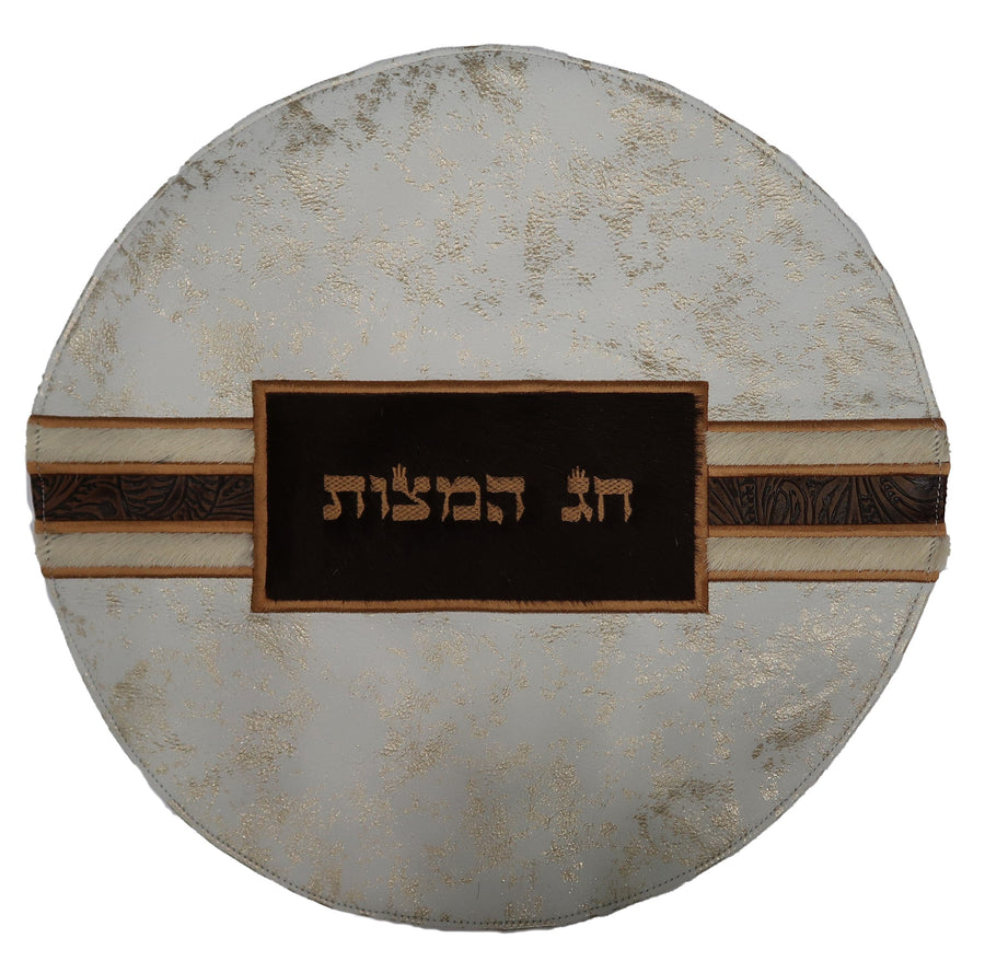 Personalization preview — Custom Leather Matzah Cover — Geometric Design