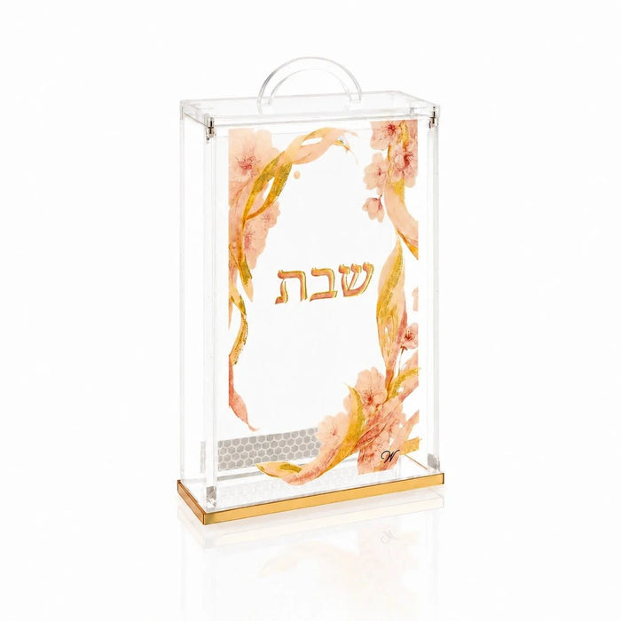 Watercolor Flowers lucite match box, empty front view