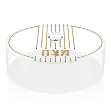 Linear Round Matzah Box — Pesach — Overall dimensions: 13.75" x 13.75" x 5"