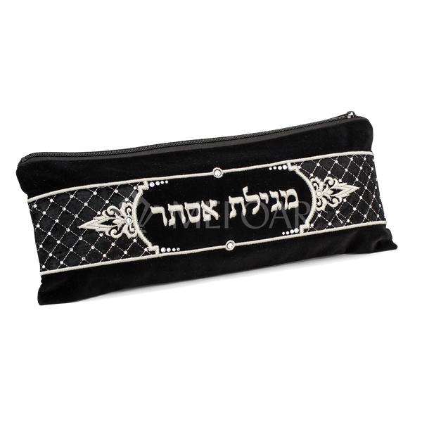 Megilla Pouch, black, velvet embroidered 309 - Megillah Cases