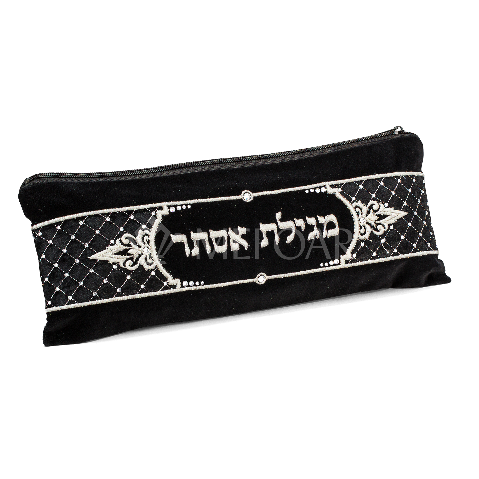 Megilla  Pouch, black, velvet embroidered 309 - Megillah Cases