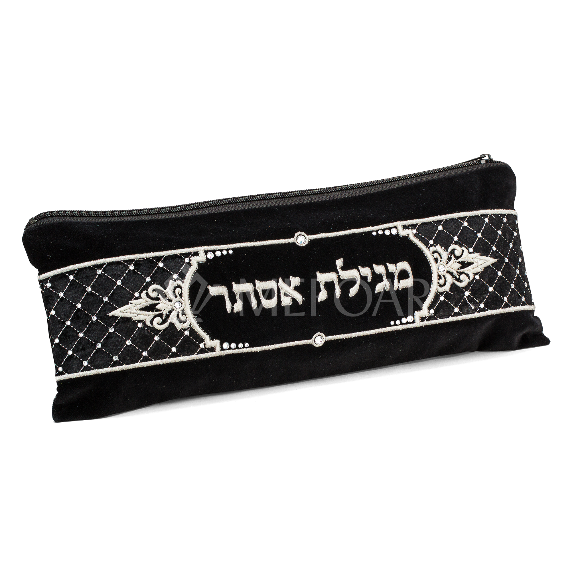 Megilla  Pouch, black, velvet embroidered 309 - Megillah Cases