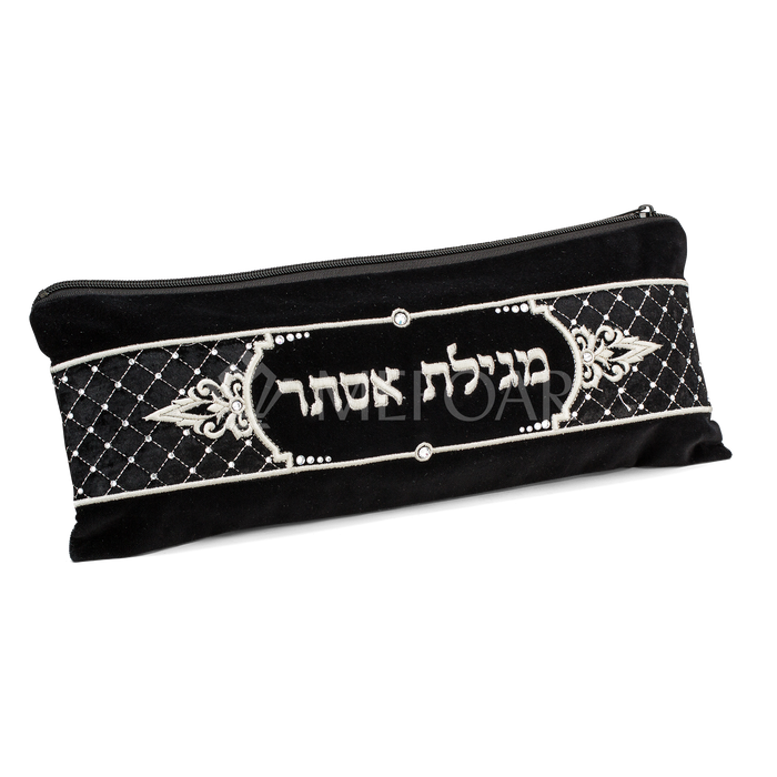 Megilla  Pouch, black, velvet embroidered 309 - Megillah Cases