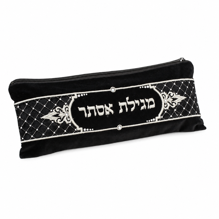 Megilla  Pouch, black, velvet embroidered 309 - Megillah Cases