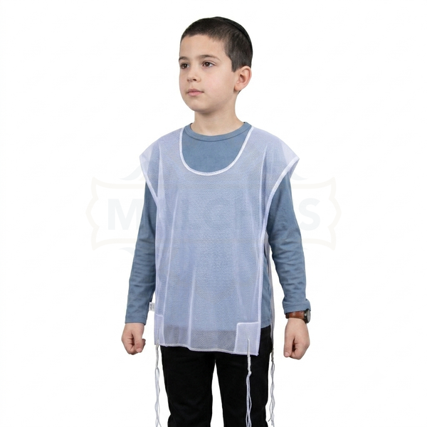 Kids mesh Sefardi round neck tzitzis | Judaica Square Lakewood
